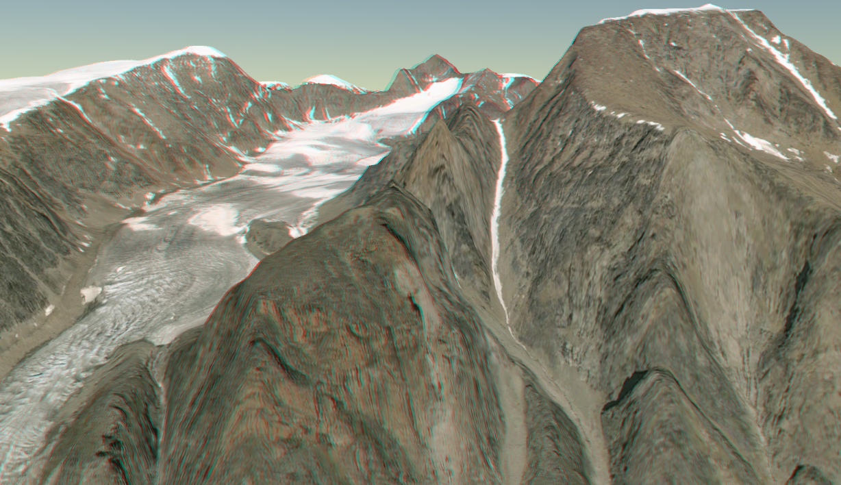 Anaglyph of Mount Odin on Baffin Island, Nunavut, Canada. Imagery by MAXAR. Pickell, CC-BY-SA-4.0.