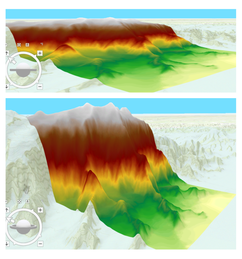 Elevation exaggeration of Mount Logan elevation, Yukon Terrotiry, Canada. Digital Elevation Model by Natural Resources Canada, licensed under the Open Government Licence – Canada. Pickell, CC-BY-SA-4.0.