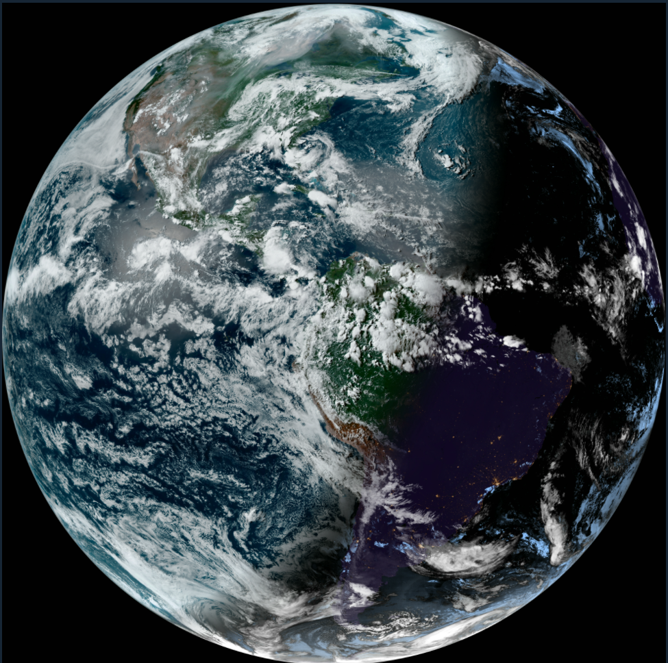 North and South America as seen from the NASA GOES-1 satellite. Captured from KeepTrack.space via NASA. [Copyright (C) 2007 Free Software Foundation, Inc.](https://fsf.org/)